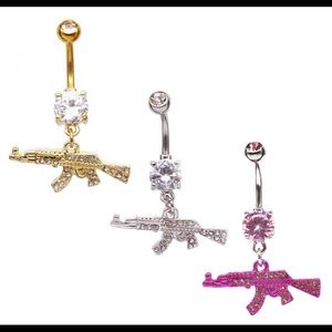 Stainless steel dangle gem belly button rings ✨